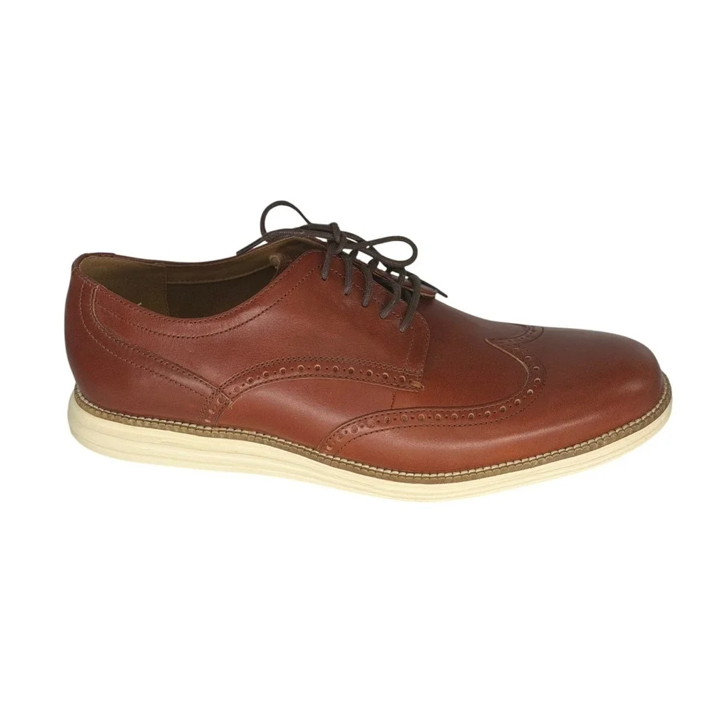 Cole‎ Haan Grand OS Mens British Tan Leather Wingtip Oxford Dress Shoes Size 13